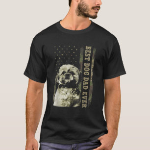 Best Shih Tzu Dad Ever Camo American Flag Dog Dad T-Shirt