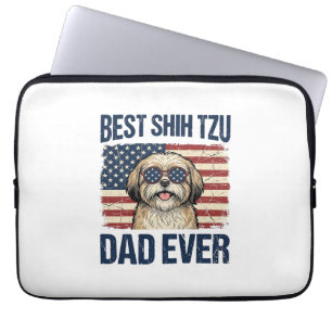 Best Shih Tzu Dad Ever Patriotic Dog Laptop Sleeve