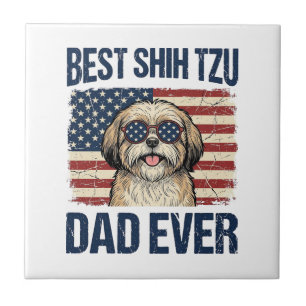 Best Shih Tzu Dad Ever Patriotic Dog Tile