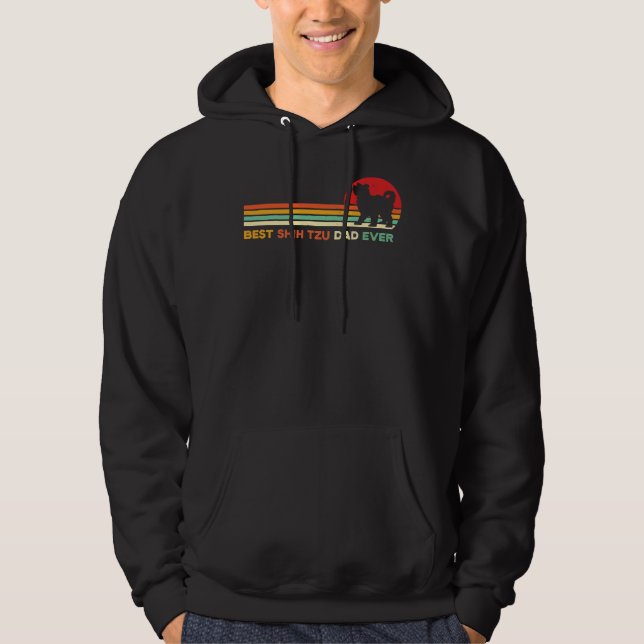 Best Shih Tzu Dad Ever  Retro Shih Tzu Dog Owner D Hoodie (Front)