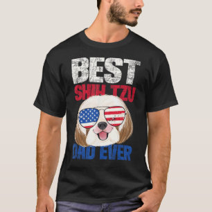 Best Shih Tzu Dad Ever - USA Flag Dog Breeder Anim T-Shirt