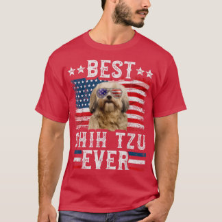Best Shih Tzu Ever American Flag 4th Of July  T-Shirt
