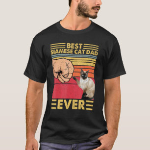 Best Siamese Cat Dad Ever Retro Vintage Sunset T-Shirt