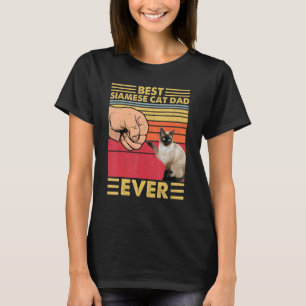 Best Siamese Cat Dad Ever Retro Vintage Sunset T-Shirt