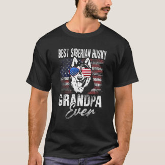 Best Siberian Husky Dad Ever American Flag Gift T-Shirt