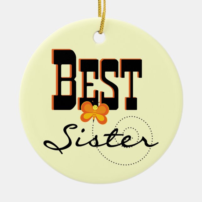 Best Sister Butterfly Gifts Ceramic Tree Decoration (Front)