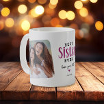 Best SISTER Ever 2 Photo Cute Gift  Coffee Mug<br><div class="desc">This Cute Modern Custom 2 Photo Sister Coffee Mug, a perfect blend of sentimental value and style, is all set to melt the hearts. It allows you to showcase two cherished photos, expressing love in a sweet script font, and adding a dash of fun with a heart and name/s. This...</div>