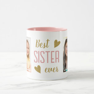 Best Sister Ever 2 Photo Pink And Gold Keepsake Mug