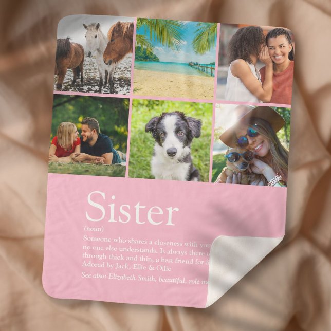 Best Sister Ever 6 Photo Collage Modern Pink Sherpa Blanket (Best Sister Ever 6 Photo Collage Modern Pink Sherpa Blanket)