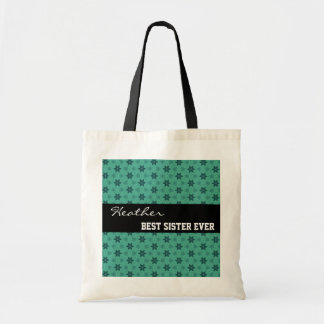 Best Sister Ever Custom Name Teal Stars W1939 Tote Bag