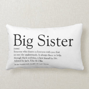Best Sister Ever Definition Black and White Lumbar Cushion