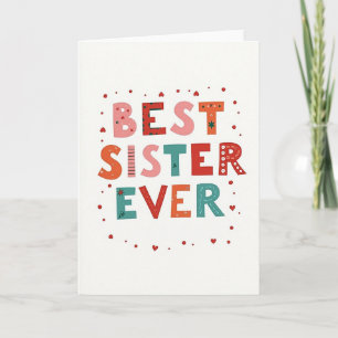 Best Sister Ever Hearts Dots Card