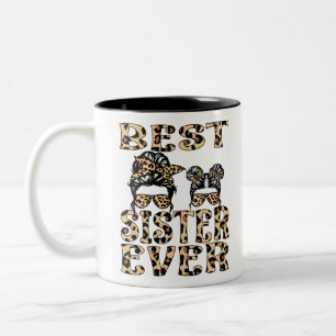 Best Sister Ever Leopard Plaid Mother's Day Two-Tone Coffee Mug
