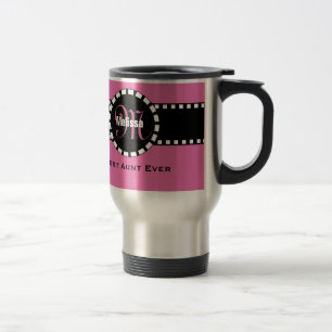 Best SISTER Ever Monogram and Custom Name PINK Travel Mug