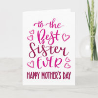 Best Sister Ever Mother's Day Typography in Pink