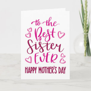 Best Sister Ever Mother's Day Typography in Pink Card