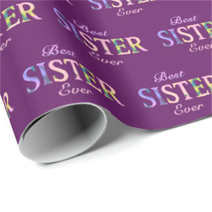 Best Sister Ever Patterned Purple Wrapping Paper