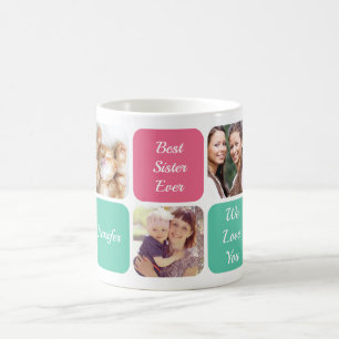Best Sister Ever Personalised Photos Pink Green Coffee Mug