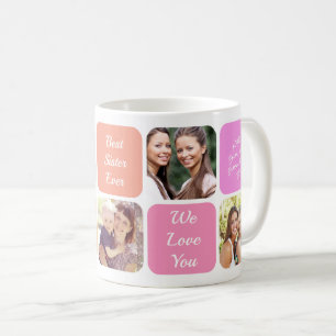 Best Sister Ever Personalised Photos Pink Orange Coffee Mug