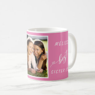 Best Sister Ever Photo Personalised Pink Coffee Mug