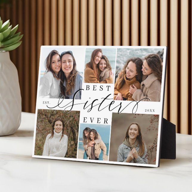 Best Sister Ever Script Photo Collage Keepsake Plaque (Best Sister Ever Script Photo Collage Keepsake Plaque)