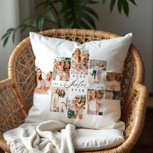 Best Sister Ever Sister Script Heart Photo Collage Cushion