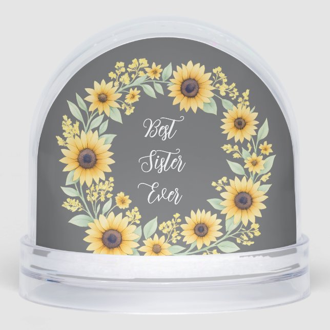 Best Sister Ever Sunflower Wreath Thoughtful Gift Snowglobe (Front)