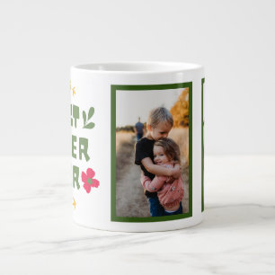 'Best Sister Ever'Yellow Green modern illustrative Large Coffee Mug