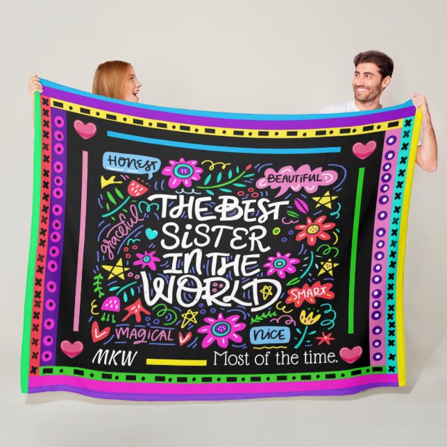 BEST SISTER Fleece Blanket Version 2 Humour (In Situ)