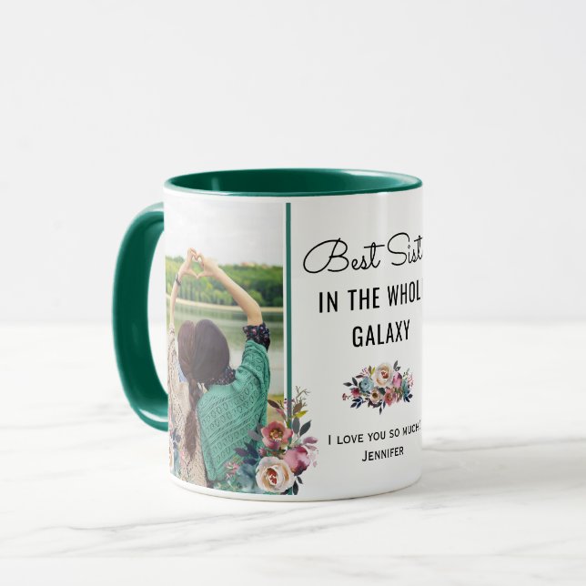 Best Sister in Galaxy Sis Birthday Gift Photo Mug (Front Left)