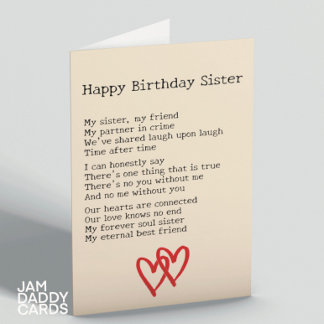 Best Sister In The World Poem Birthday Card