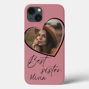 Best Sister Photo Elegant  Modern Black iPhone 13 Case