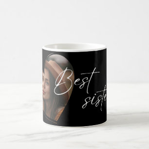 Best Sister Photo Elegant Modern Black Coffee Mug
