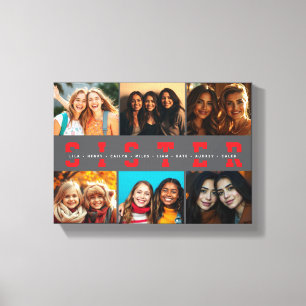 Best Sister Script Collage Photo & Names Canvas Print