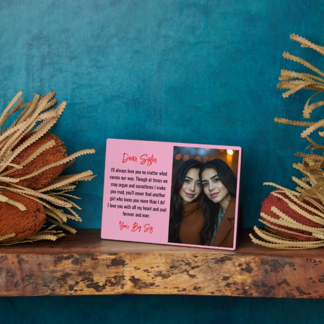 Best sister Script Gift For sister Photo Collage Plaque (Side)