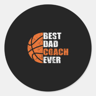 Best Sketll Dad Coach Ever Fathers Day Retro Bll C Classic Round Sticker