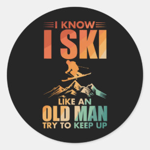 Best Ski Art For Grandpa Men Skiing Nordic Skier S Classic Round Sticker
