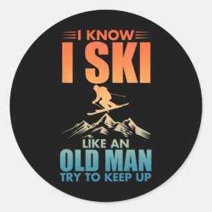 Best Ski Art For Grandpa Men Skiing Nordic Skier S Classic Round Sticker