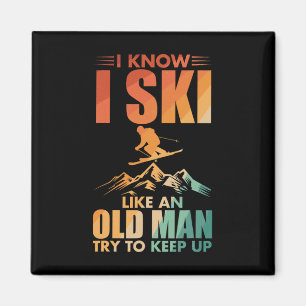 Best Ski Art For Grandpa Men Skiing Nordic Skier S Magnet