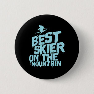 Best Skier On The Mountain Skiing 6 Cm Round Badge
