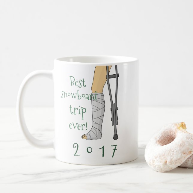 Best snowboard trip ever! Funny Cast Coffee Mug (With Donut)