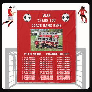 Best Soccer Coach Gifts Thank You, Player's Names Fleece Blanket
