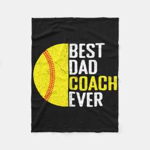 Best Softll Dad Coach Ever Funny Retro Softll Dad Fleece Blanket