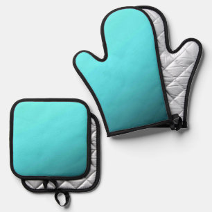Best Solid Colour Silver Quilted Heat Protection Oven Mitt & Pot Holder Set