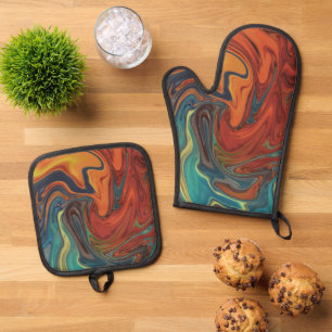 Best Solid Colour Silver Quilted Heat Protection Oven Mitt & Pot Holder Set