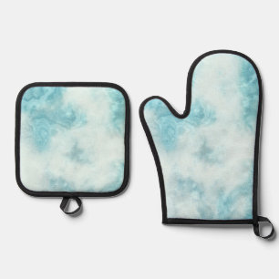 Best Solid Colour Silver Quilted Heat Protection Oven Mitt & Pot Holder Set