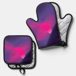 Best Solid Colour Silver Quilted Heat Protection Oven Mitt & Pot Holder Set