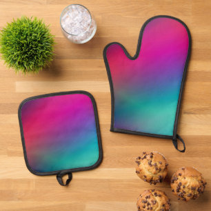 Best Solid Colour Silver Quilted Heat Protection Oven Mitt & Pot Holder Set