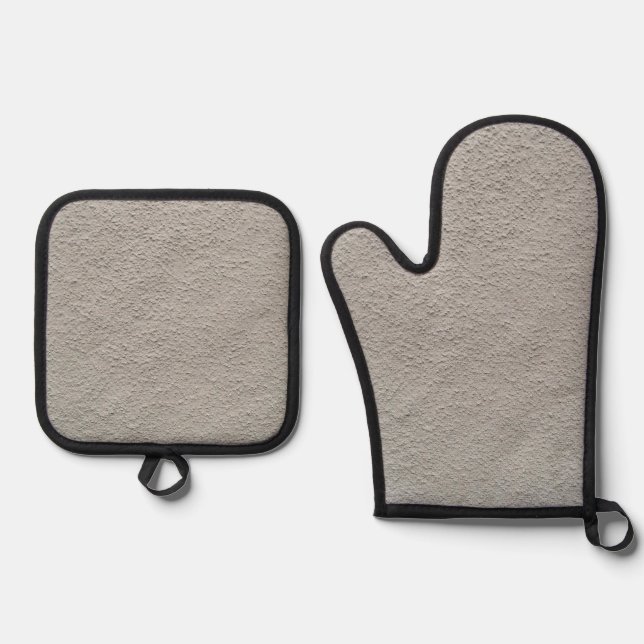 Best Solid Colour Silver Quilted Heat Protection  Oven Mitt & Pot Holder Set (Front)
