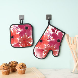 Best Solid Colour Silver Quilted Heat Protection Oven Mitt & Pot Holder Set